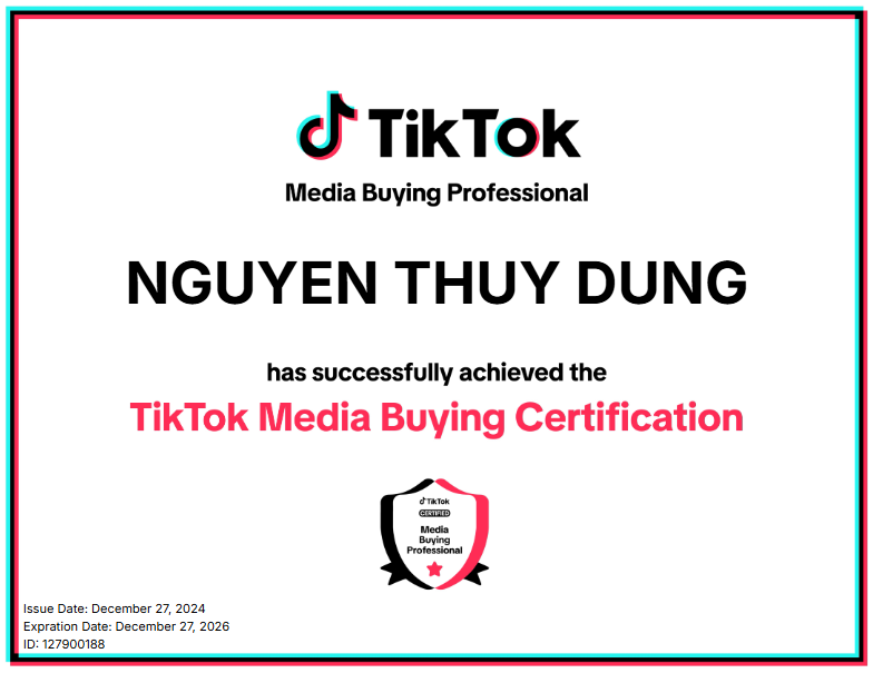 Chứng Chỉ Tiktok Ads Dung