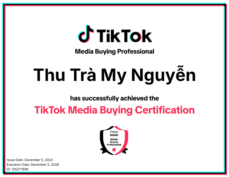 Chứng Chỉ Tiktok Ads My