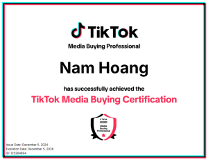 Chứng Chỉ Tiktok Ads Nam